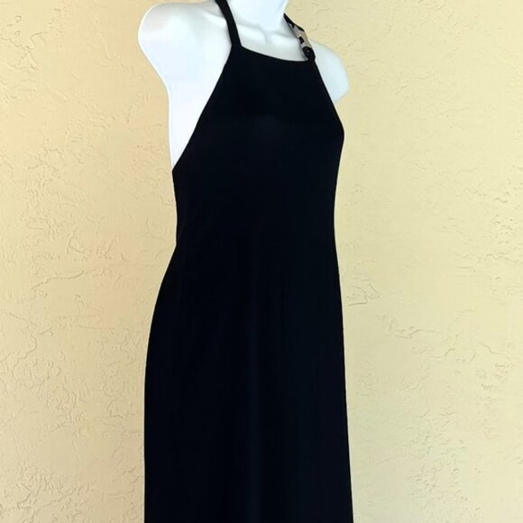 Vintage 1990's Prada black silk halter evening dress w/exposed zipper It Sz 42 - Picture 1 of 14